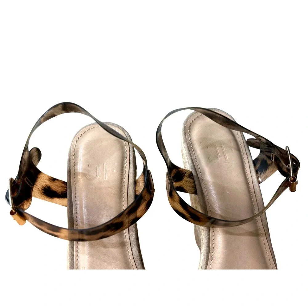 Justfab Karyssa Leaopard Print Strappy‎ Women's Wedges with Ankle Strap Size 6.5
